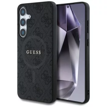   Guess Leather 4G Colored Ring Classic Logo MagSafe Samsung Galaxy S25 Plus tok, fekete