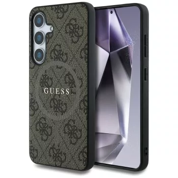   Guess Leather 4G Colored Ring Classic Logo MagSafe Samsung Galaxy S25 tok, barna