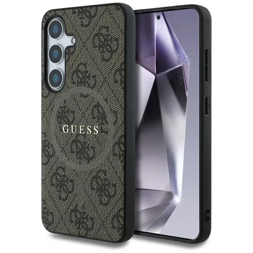 Guess Leather 4G Colored Ring Classic Logo MagSafe Samsung Galaxy S25 tok, barna