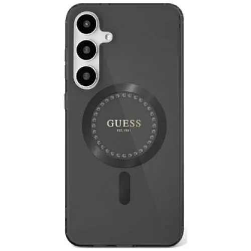 Guess Rhinestones Printed Classic Logo MagSafe Samsung Galaxy S25 tok, fekete