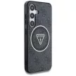 Guess Samsung Galaxy S25 GUHMS25SHG4PRTGK (Magnetic IML Metal Glitter 4G Circle Triangle) tok, fekete