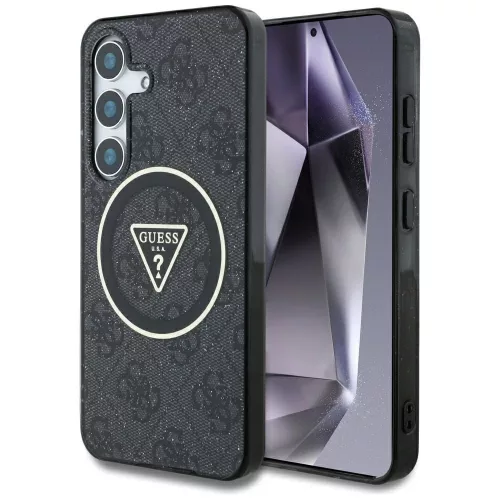 Guess Samsung Galaxy S25 Plus GUHMS25MHG4PRTGK (Magnetic IML Metal Glitter 4G Circle Triangle) tok, fekete