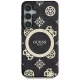 Guess 4G Background Gold Electroplated Peony Pattern MagSafe Samsung Galaxy S25 tok, fekete