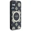 Guess 4G Background Gold Electroplated Peony Pattern MagSafe Samsung Galaxy S25 tok, fekete