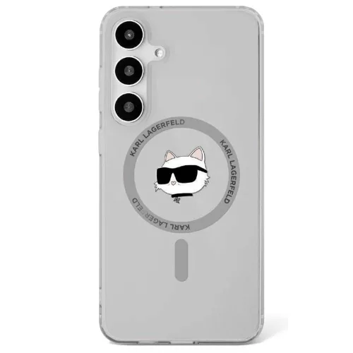 Karl Lagerfeld Button Choupette Head Printed Logo MagSafe Samsung Galaxy S25 tok, fekete