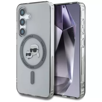   Karl Lagerfeld Button Karl & Choupette Heads Printed Logo MagSafe Samsung Galaxy S25 Plus tok, fekete
