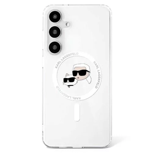 Karl Lagerfeld Button Karl & Choupette Heads Printed Logo MagSafe Samsung Galaxy S25 tok, fehér