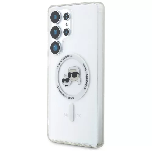 Karl Lagerfeld Button Karl & Choupette Heads Printed Logo MagSafe Samsung Galaxy S25 Ultra tok, fehér