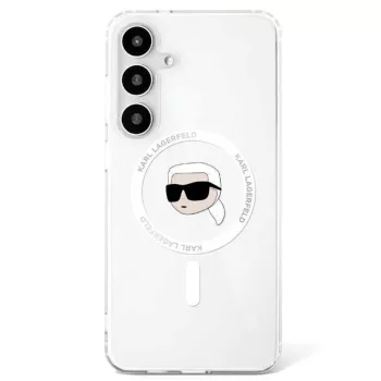   Karl Lagerfeld Button Karl Head Printed Logo MagSafe Samsung Galaxy S25 tok, fehér