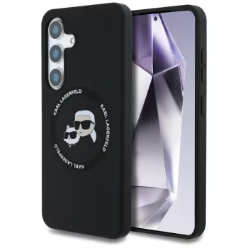   Karl Lagerfeld Silicone Double Heads And Circle MagSafe Samsung Galaxy S25 Plus tok, fekete