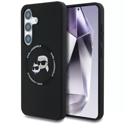 Karl Lagerfeld Silicone Double Heads And Circle MagSafe Samsung Galaxy S25 Plus tok, fekete