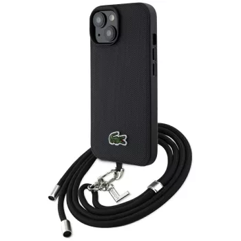   Lacoste Iconic Petit Pique Crossbody Cord MagSafe iPhone 15 tok, fekete