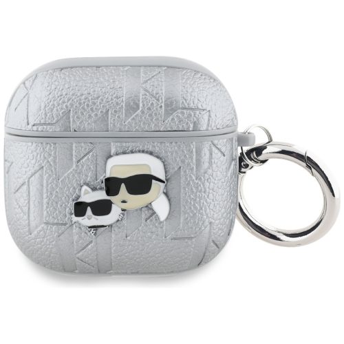 Karl Lagerfeld Monogram Karl & Choupette Head AirPods 4 tok, ezüst