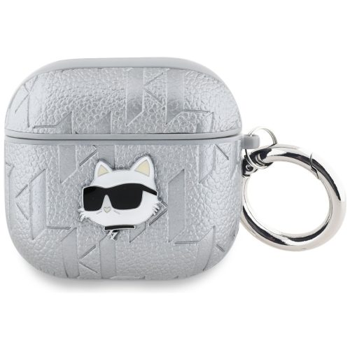 Karl Lagerfeld Monogram Choupette Head AirPods 4 tok, ezüst