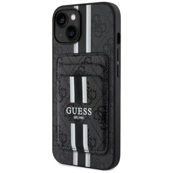   Guess 4G Stripes Magsafe iPhone 15 kártyatartós tok, fekete