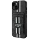 Guess 4G Stripes Magsafe iPhone 15 kártyatartós tok, fekete