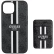 Guess 4G Stripes Magsafe iPhone 15 kártyatartós tok, fekete