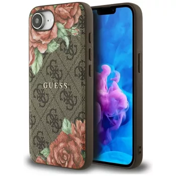 Guess 4G Flowers Print MagSafe iPhone 16e tok, barna