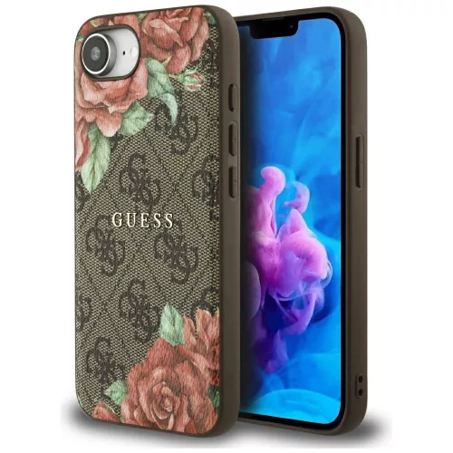 Guess 4G Flowers Print MagSafe iPhone 16e tok, barna