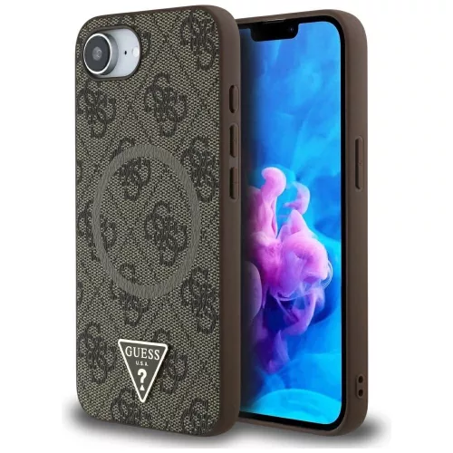 GUESS iPhone 16e MagSafe GUHMPSE4P4TDPW (PU 4G RingTriangle Logo) tok, barna