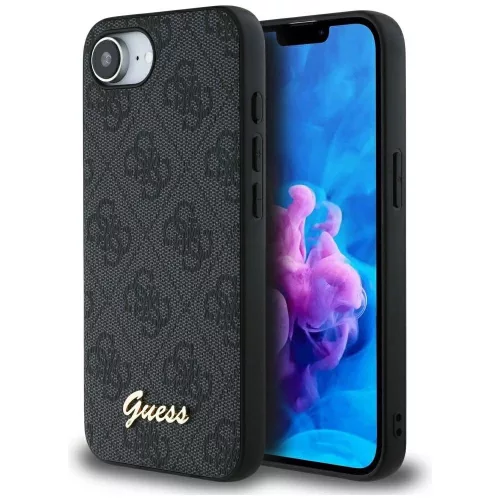 Guess HC MagSafe 4G PU Script Logo Case iPhone 16e tok, fekete