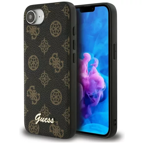 Guess Peony Script Logo MagSafe iPhone 16e tok, fekete