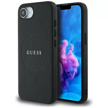   GUESS iPhone 16e MagSafe GUHMPSE4PGHSMMK (PU Grained tok, Gold Ring) tok, fekete