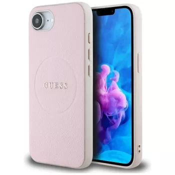   GUESS iPhone 16e MagSafe GUHMPSE4PGHSMMP (PU Grained tok, Gold Ring) tok, rózsaszín