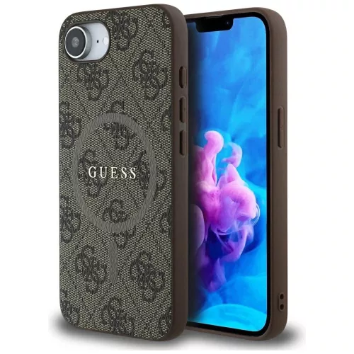 GUESS iPhone 16e MagSafe GUHMPSE4G4GFRW (PU 4G Ring Classic Logo) tok, barna