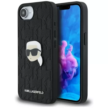 Karl Lagerfeld Monogram Karl Head Pin iPhone 16e tok, fekete