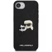 KARL LAGERFELD iPhone 16e KLHCPSE4PFGKCPK (Fixed Glitter K&C Heads Logo Metal Pin) tok, fekete