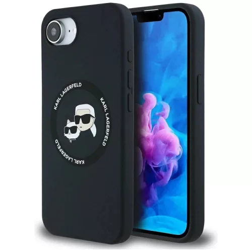 KARL LAGERFELD iPhone 16e MagSafe KLHMPSE4SKCHTCK (Silicone Double Heads) tok, fekete