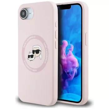   KARL LAGERFELD iPhone 16e MagSafe KLHMPSE4SKCHTCP (Silicone Double Heads) tok, rózsaszín
