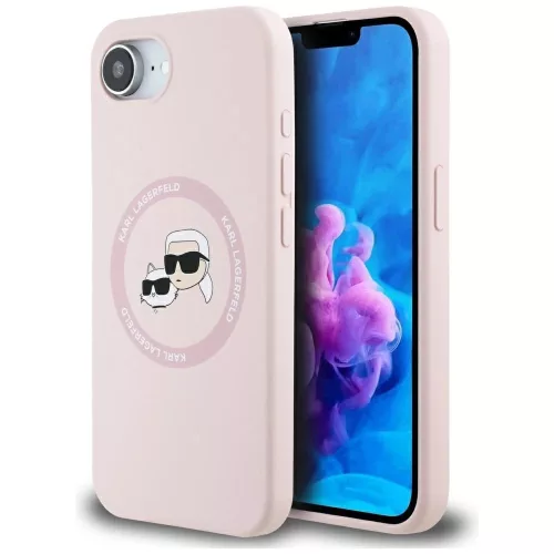 KARL LAGERFELD iPhone 16e MagSafe KLHMPSE4SKCHTCP (Silicone Double Heads) tok, rózsaszín