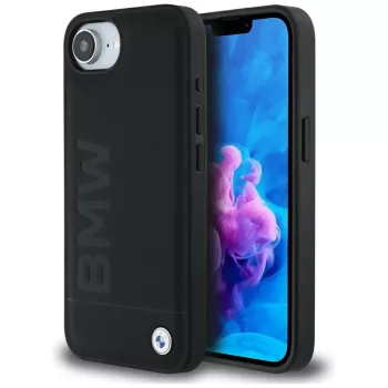 BMW Leather Hot Stamp iPhone 16e tok, fekete