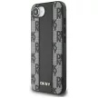 DKNY Leather Checkered Mono Pattern MagSafe iPhone 16e tok, fekete
