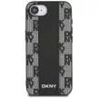 DKNY Leather Checkered Mono Pattern MagSafe iPhone 16e tok, fekete