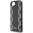 DKNY Leather Checkered Mono Pattern MagSafe iPhone 16e tok, fekete