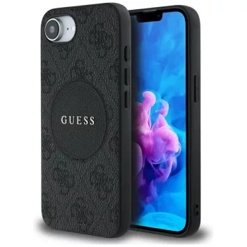   GUESS iPhone 16e MagSafe GUHMPSE4P4PGRSGK (PU 4G Circle W/ Classic Logo) tok, fekete
