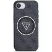 Guess IML Metal Glitter 4G Circle Triangle MagSafe iPhone 16e tok, fekete