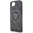 Guess IML Metal Glitter 4G Circle Triangle MagSafe iPhone 16e tok, fekete