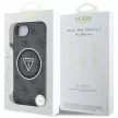 Guess IML Metal Glitter 4G Circle Triangle MagSafe iPhone 16e tok, fekete