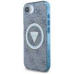 Guess IML Metal Glitter 4G Circle Triangle MagSafe iPhone 16e tok, kék
