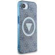 Guess IML Metal Glitter 4G Circle Triangle MagSafe iPhone 16e tok, kék