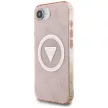 Guess IML Metal Glitter 4G Circle Triangle MagSafe iPhone 16e tok, rózsaszín