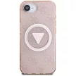 Guess IML Metal Glitter 4G Circle Triangle MagSafe iPhone 16e tok, rózsaszín
