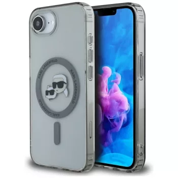   Karl Lagerfeld IML Metal Karl & Choupette Heads MagSafe iPhone 16e tok, fekete