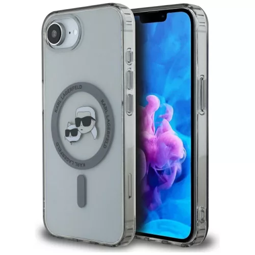 Karl Lagerfeld IML Metal Karl & Choupette Heads MagSafe iPhone 16e tok, fekete
