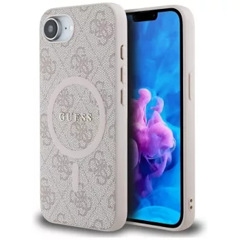   Guess HC MagSafe PU 4G Ring Classic Logo Case iPhone 16e tok, rózsaszín