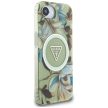 Guess IML Metal Glitter Flowers Triangle MagSafe iPhone 16e tok, zöld